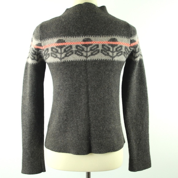 Orla Kiely Lambswool Angora Double Breasted Brown Floral Trim Sweater Cardigan S - Picture 4 of 6